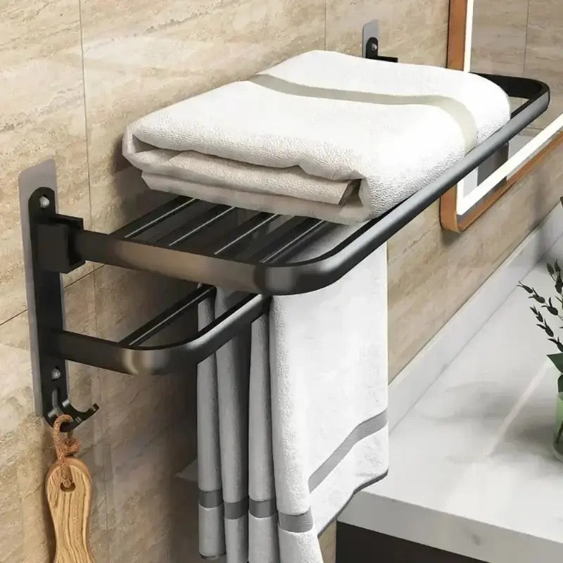 Double Folding Bath Towel Holder, Wall Matte Black Towel Rack, Bath Accessories Organizer, Self Adhesive Towel Bar, Aluminum Alloy Towel Rack, Kitchen Bathroom Shelves with Double Bar, Multifunction Double Towel Bracket Double Folding Bath Towel Holder, Wall Matte Black Towel Rack, Bath Accessories Organizer, Self Adhesive Towel Bar, Aluminum Alloy Towel Rack, Kitchen Bathroom Shelves with Double Bar, Multifunction Double Towel Bracket